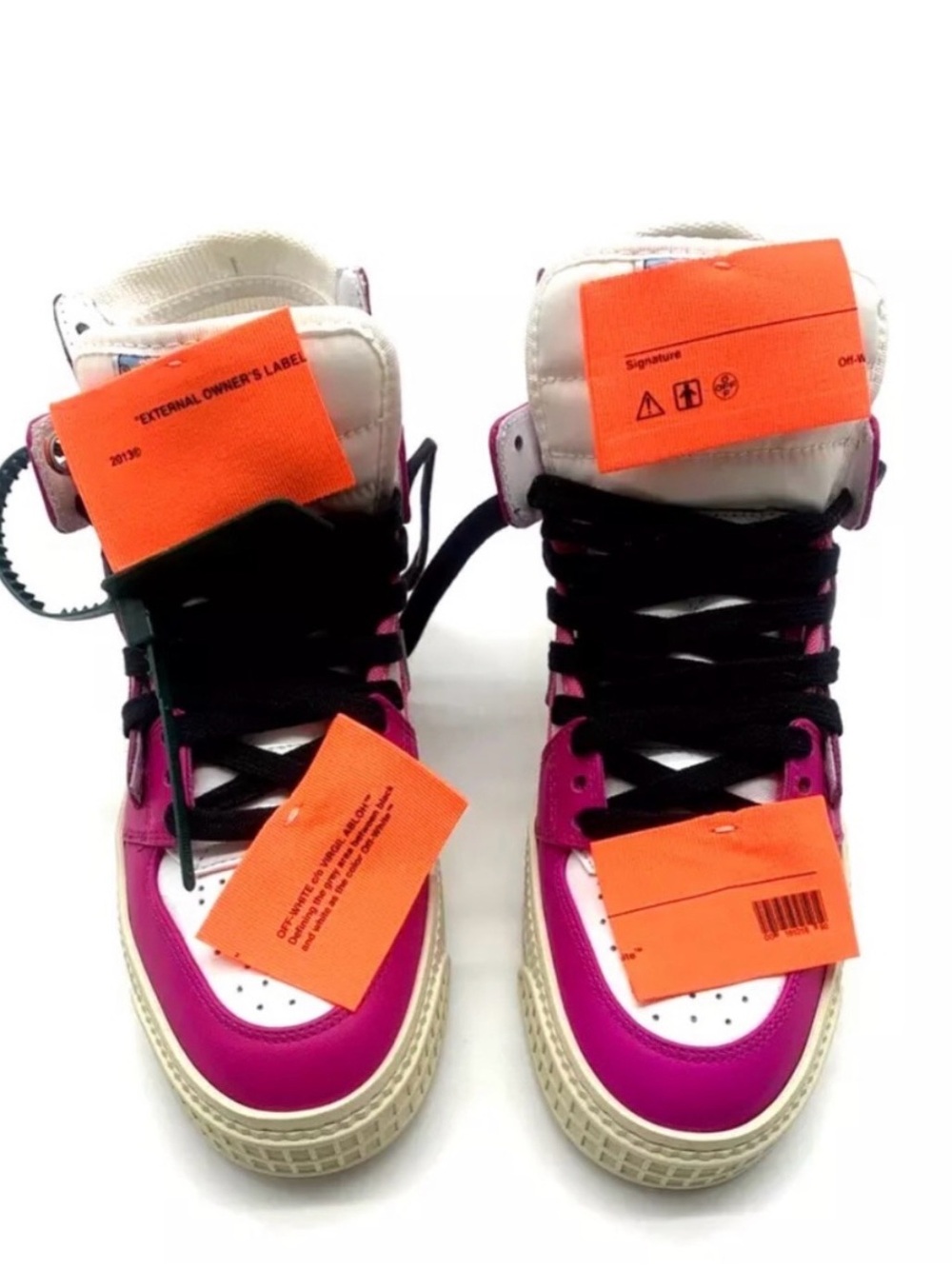 Off-White Women’s High-Top Sneakers in Fuchsia, White & Black